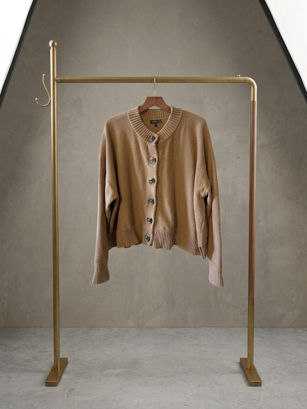 Quince Tan Button-Front Knit Cardigan